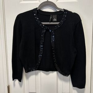 Women's Black Shrug size Petite Small Sequin Trim Y2K New Direction